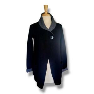 Jones & Co Black Wool Blend Single Button Sweater Jacket Size Small